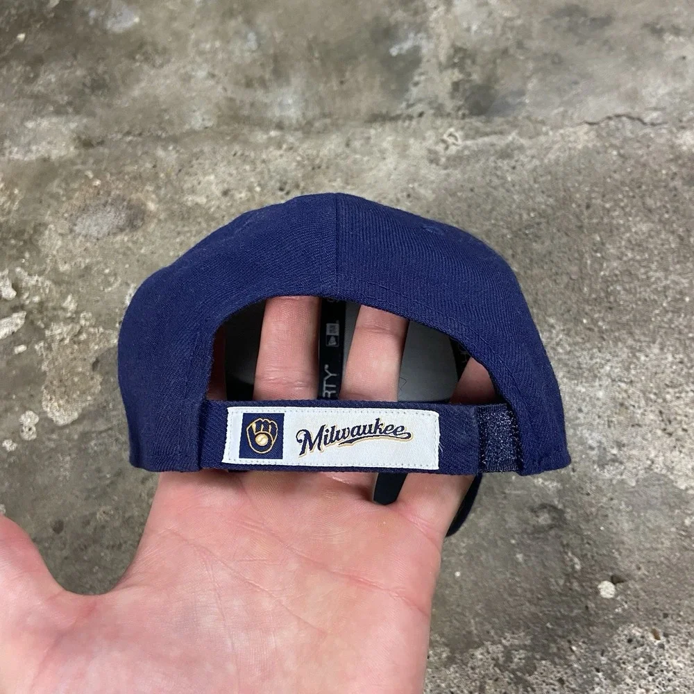 New Era 9Forty Milwaukee Brewers Strap Back Adjustable Blue MLB Baseball Logo